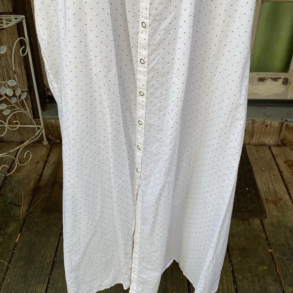 100% Cotton EILEEN WEST Navy and White Nightgown SZ L - Picture 2 of 7